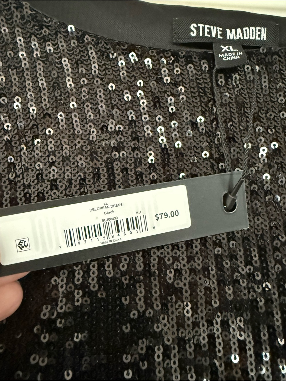 Steve Madden Black Sequin Long Sleeve Mini Dress - Picture 5 of 8